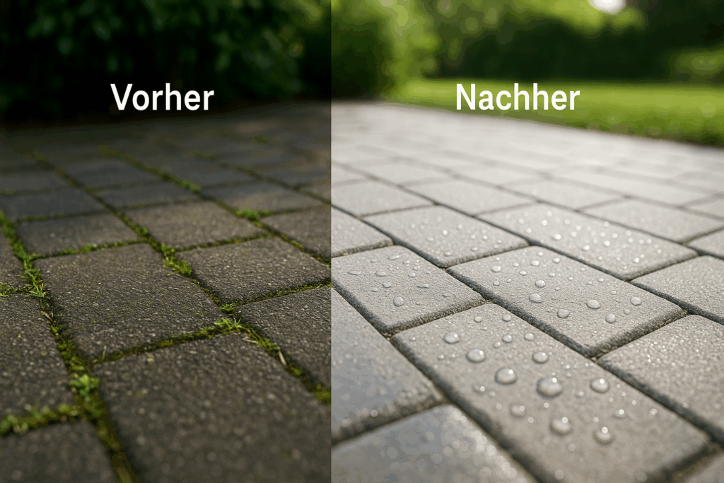 Hofeinfahrt / Steinreinigung in Freiburg / Pflasterstein